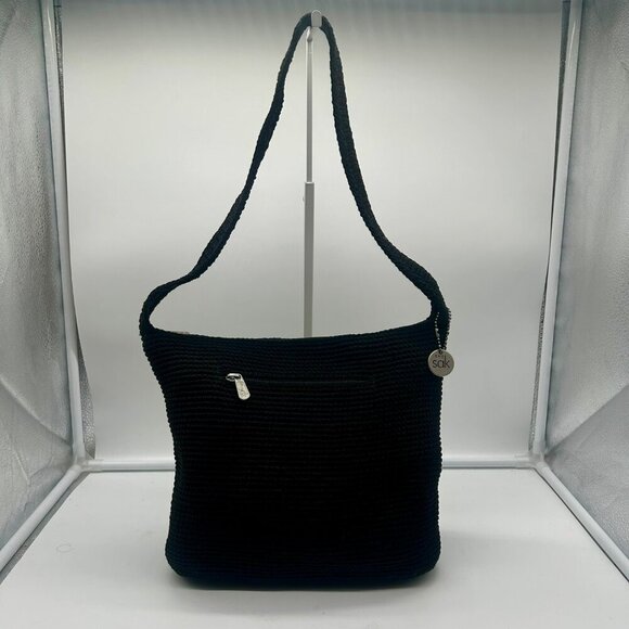 The Sak Woven Shoulder Bag Black Classic Pockets Minimalist Classic Lagenlook - Picture 2 of 12